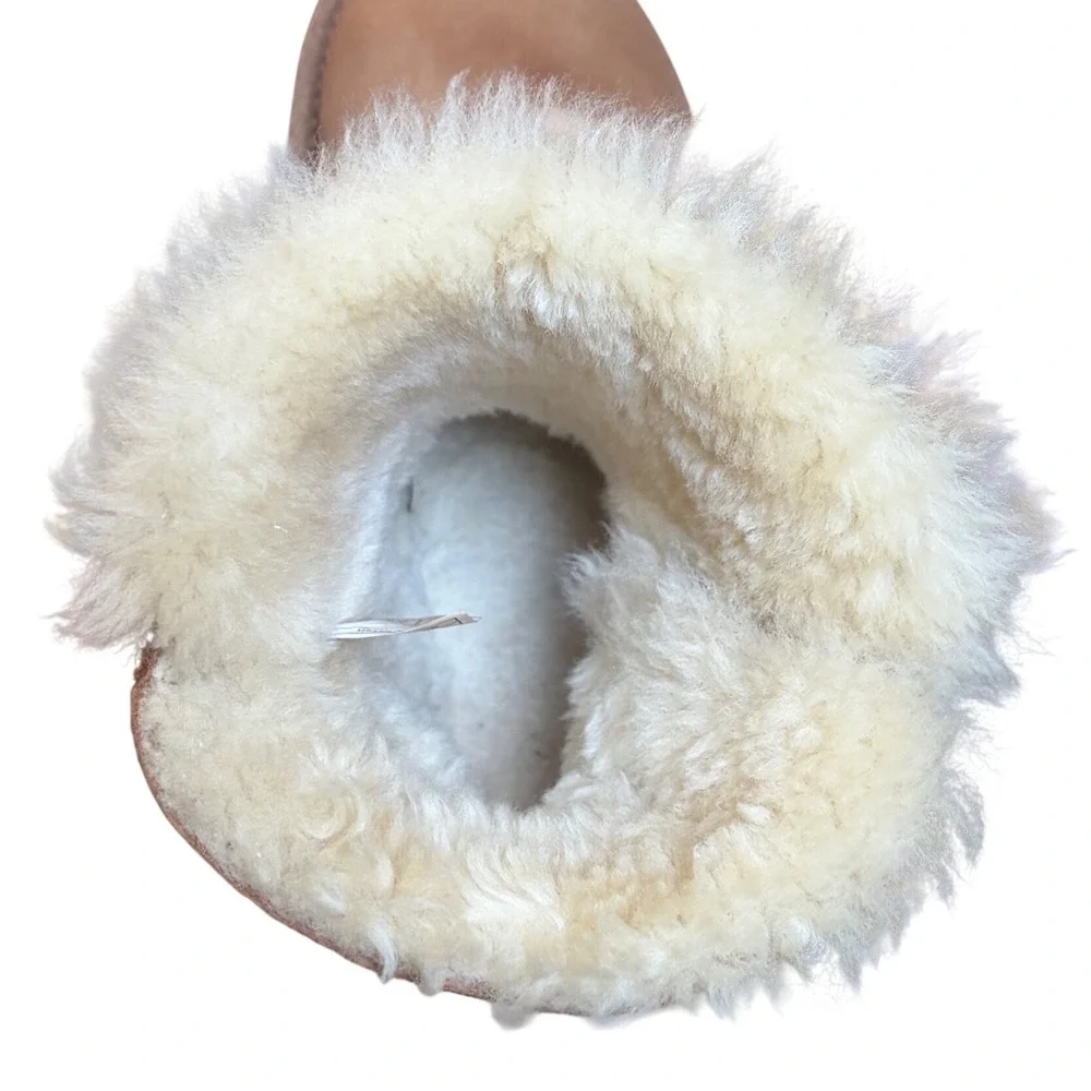 UGG Kids Gita Bow Chestnut Suede Shearling Boots Size 4 1017397K